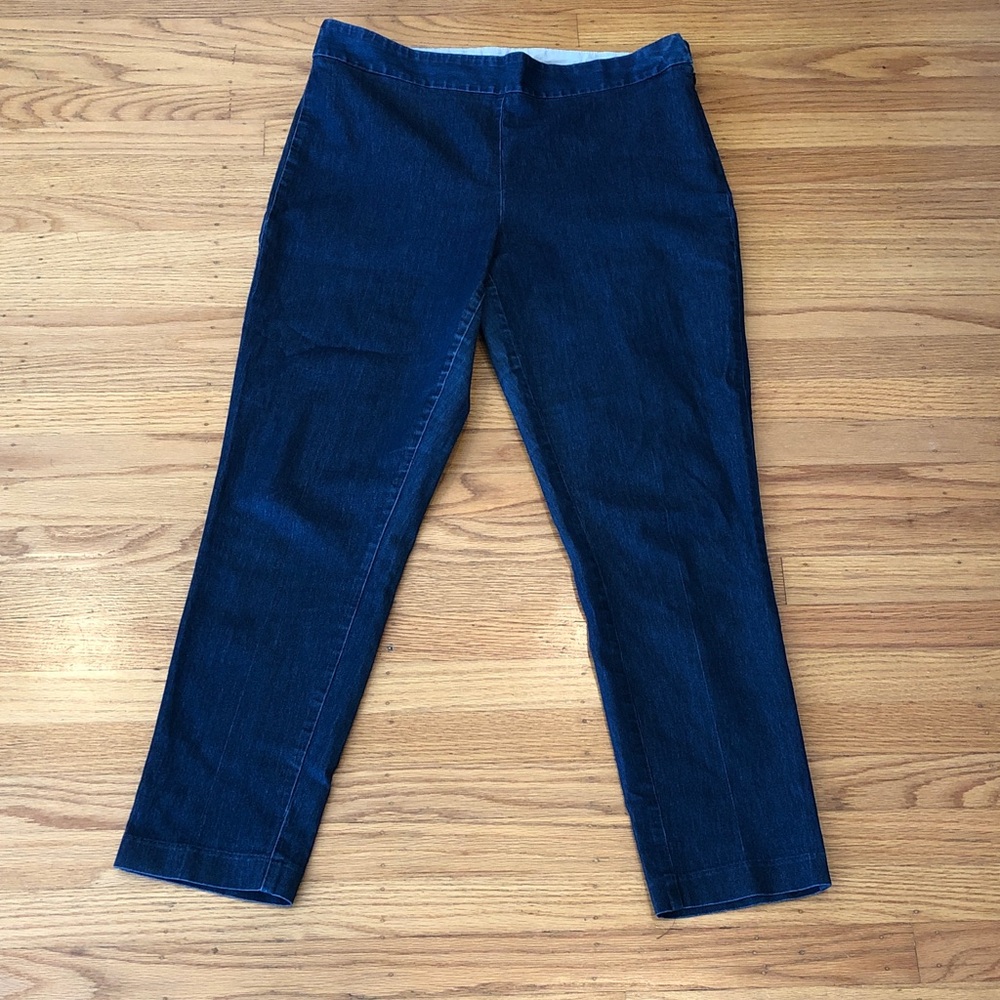 Lands' End Women's Cropped Jeans in Dark Blue